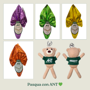 Uovo di Pasqua latte/fondente 240g con orsetto e maglietta ANT