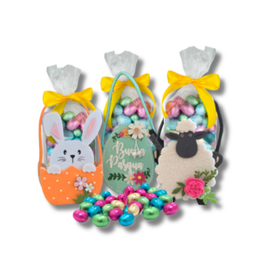 Borsetta in feltro con ovetti di cioccolato, 200 gr