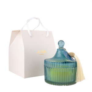 Candela profumata in vetro con nappa